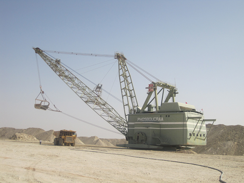 Phosphate mine equipment in the desert